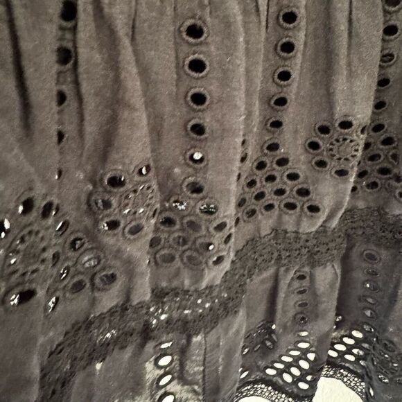 Ralph Lauren Y2K black eyelet tiered lined midi skirt Sz M # 2403 - Picture 7 of 16